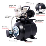 1.6HP Shallow Well Pump with Pressure Tank Garden Water Pump Irrigation Pump Automatic for Home Lawn Farm Stainless Steel Head