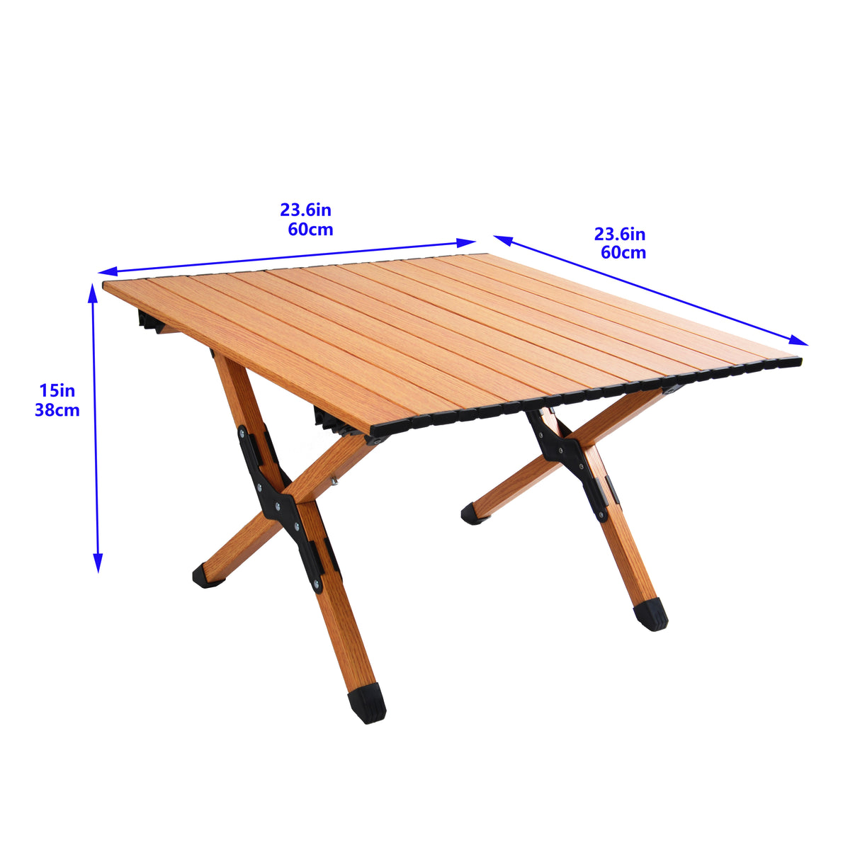 Table de pique-nique portative, plateau en alliage d'aluminium enroulable avec cadre pliant solide en forme de X