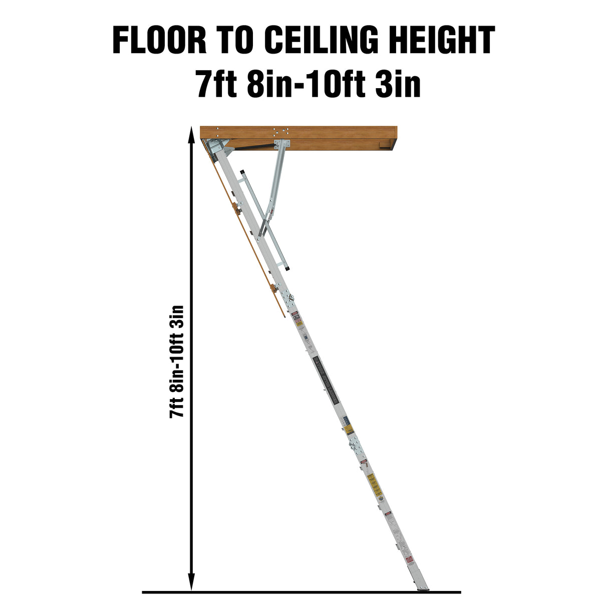 Aluminium zolderladder 350 lbs capaciteit 22 1/2" x 54" opening 7-10ft plafond - metallic grijs