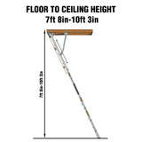 Aluminium zolderladder 350 lbs capaciteit 22 1/2" x 54" opening 7-10ft plafond - metallic grijs