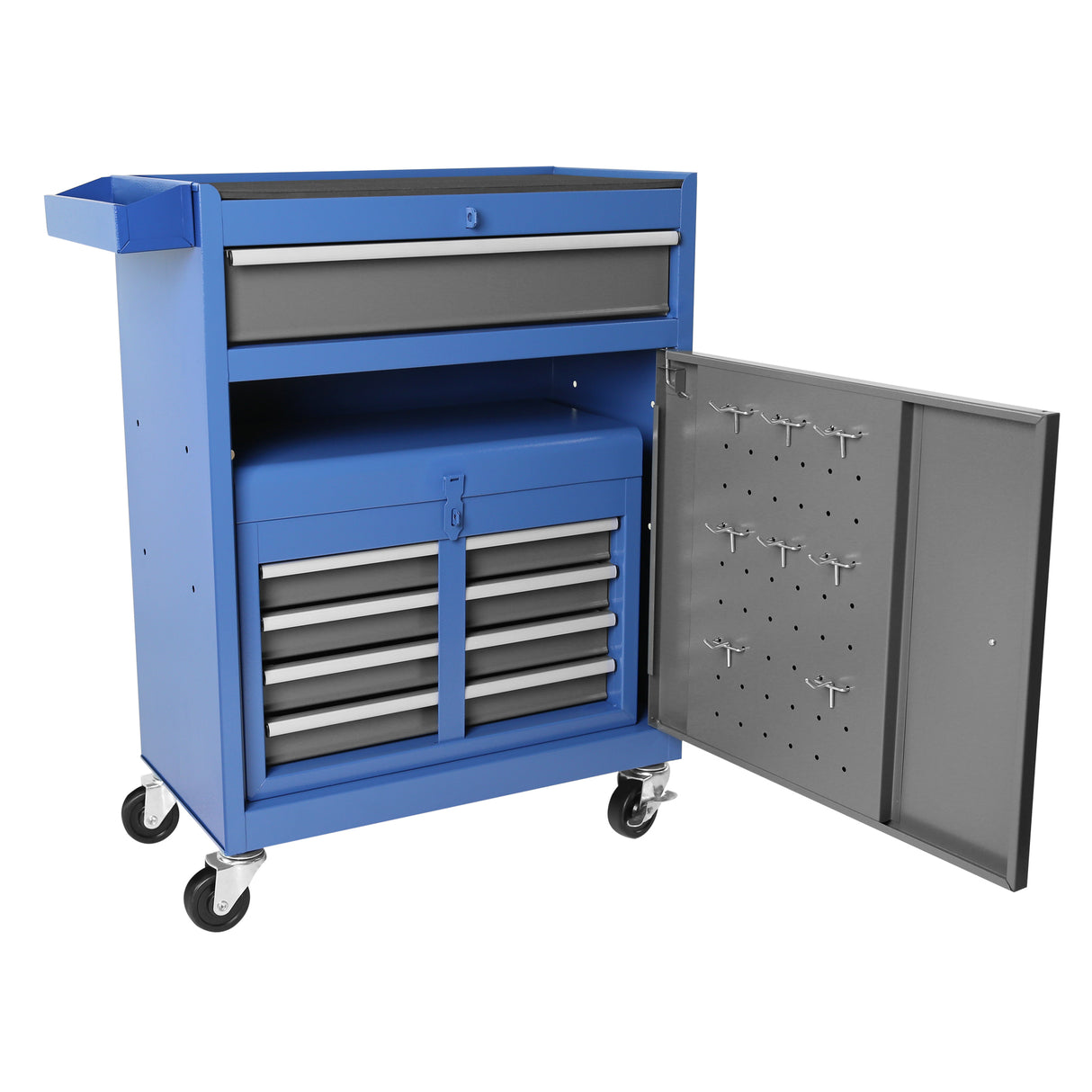 5-Drawer Rolling Tool Chest Storage Cabinet Cart with Detachable Top Tool Box Liner Universal Lockable Wheels Adjustable Shelf for Garage Workshop