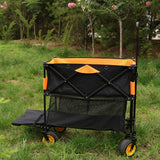 Big Large Capacity Folding Cart Extra Long Extender Wagon Folding Garden Shopping Beach Cart Black Orange