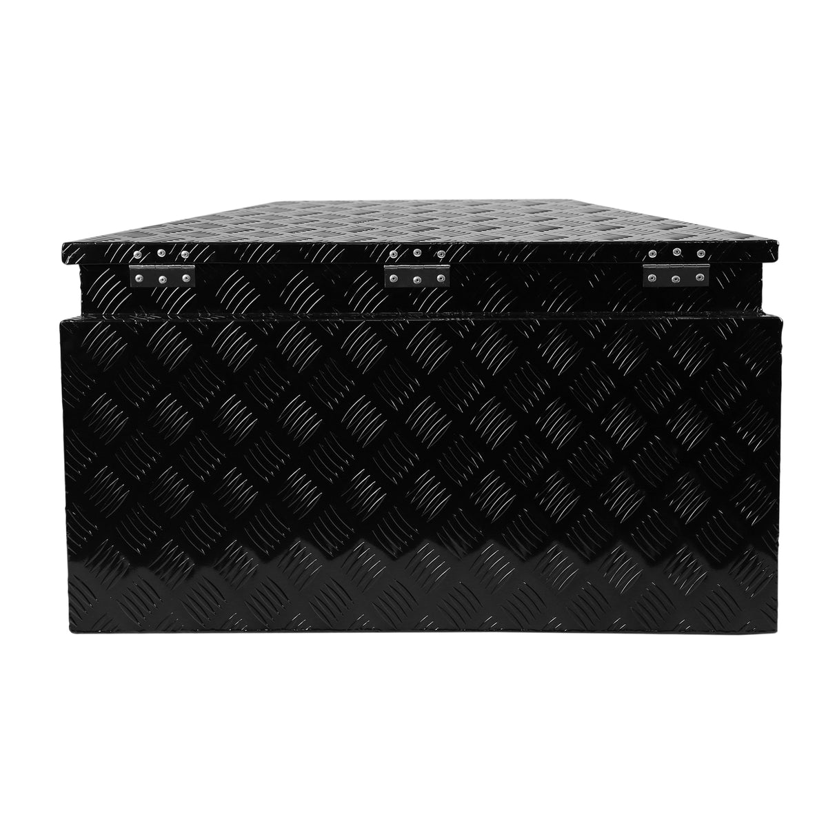 Caja de lengüeta de remolque de aluminio con placa de diamante de alta resistencia de 33 pulgadas, organizador de almacenamiento de herramientas para camioneta con cierre de sello resistente a la intemperie y llaves, negro 32,5 x 20,5 x 18,3 pulgadas