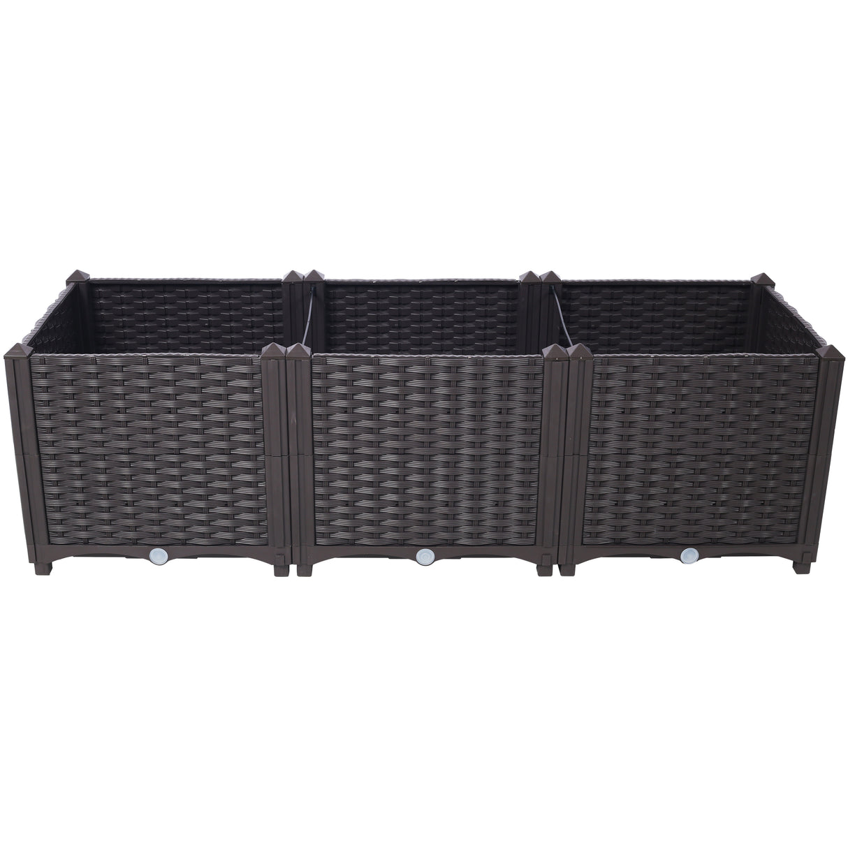 47,2" L X 15,7" D X 14,7" H Diep verhoogd tuinbed Plastic plantenbakken voor groenten, bloemen, kruiden en vetplanten Zelfwater gevend Verhoogd - Bruin