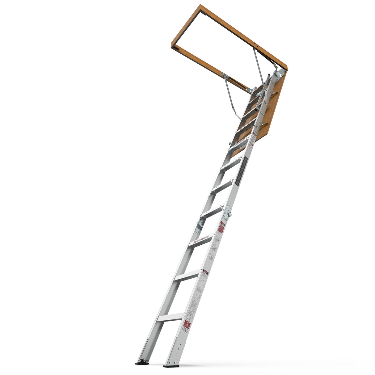 Aluminum Attic Ladder 350 Lbs Capacity 22 1/2" x 54" Opening 7-10ft Ceiling--Metallic Grey