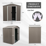 6ft x 5ft Outdoor Metal Storage Shed Gray