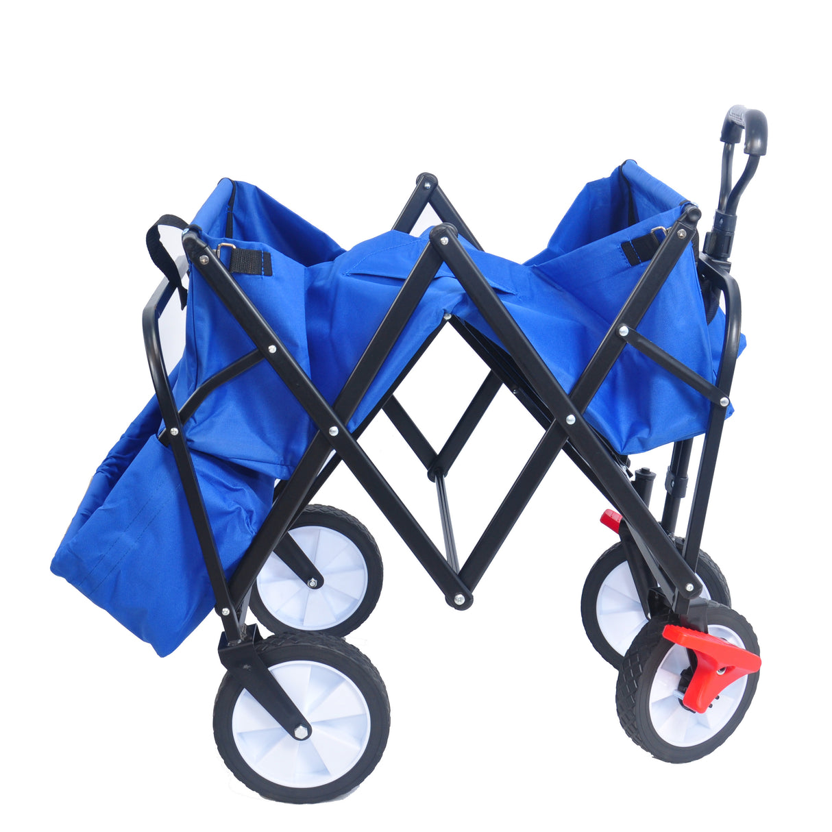 Folding Wagon Garden Shopping Beach Cart Blue Color