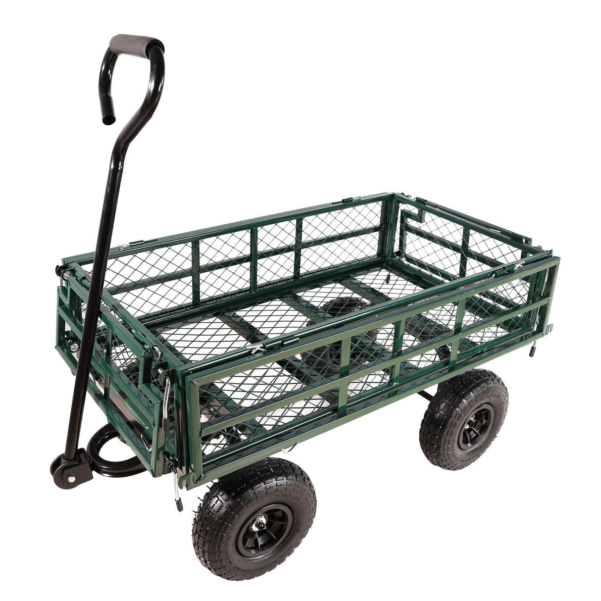 Wagon Cart Garden Trucks Transport Firewood Green Steel 600 lbs Capacity