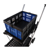 Folding Service Cart with Wheels Double-Decker For Shopping Library Office Warehouse Moving