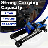 2 Ton 4400lbs Low Profile Floor Jack Hydraulic Lifting Range 85mm/3.35"-360mm/14.17"--Blue