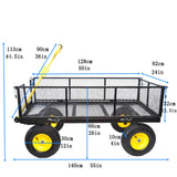 Großer Wagenwagen, Gartenwagen, Transport von Brennholz, maximale statische Belastung 880 lbs, Gelb, Schwarz