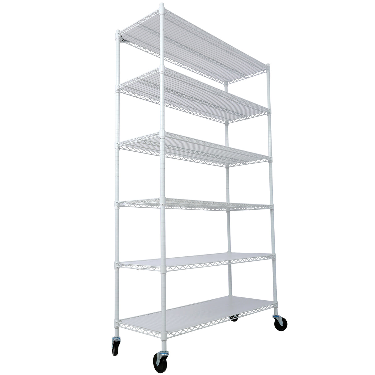 6 Tier 6000lbs Capacity NSF Metal Shelf Wire Shelving Unit Heavy Duty Adjustable Storage Rack with Wheels & Shelf Liners for Commercial Grade Utility Steel White 82"H x 48"L x 18"D