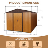 8ft x 10ft Outdoor Storage Shed na may Metal Floor Base Coffee