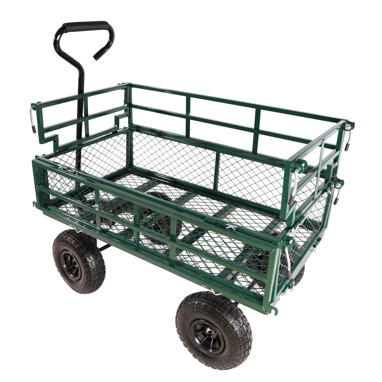 Wagon Cart Garden Trucks Transport Firewood Green Steel 600 lbs Capacity