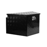 Caja de lengüeta de remolque de aluminio con placa de diamante de alta resistencia de 33 pulgadas, organizador de almacenamiento de herramientas para camioneta con cierre de sello resistente a la intemperie y llaves, negro 32,5 x 20,5 x 18,3 pulgadas