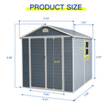 6x8ft Resin Outdoor Storage Shed Kit-Perfect to Store Patio Furniture Grey