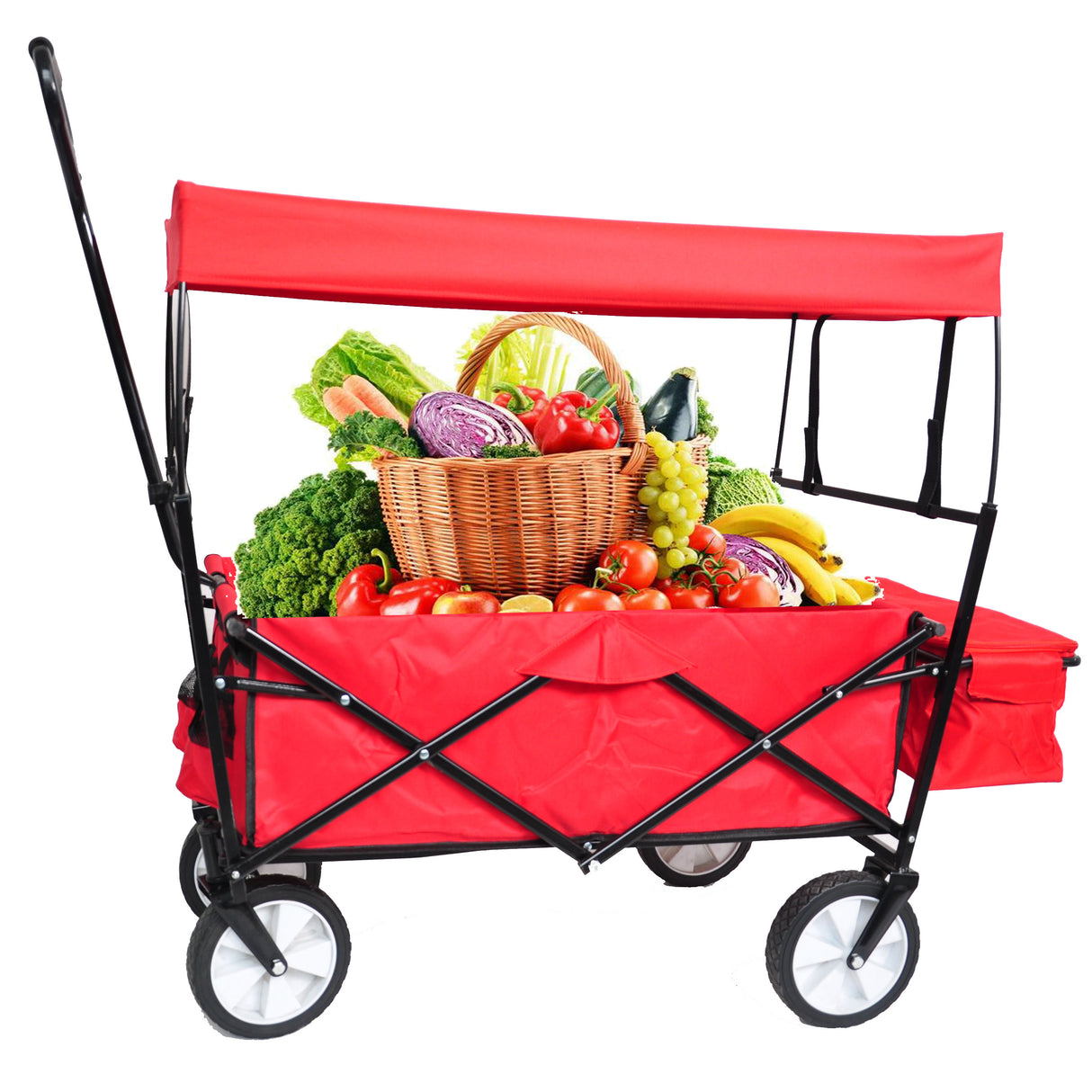 Garden Shopping Beach Cart Folding Wagon Red