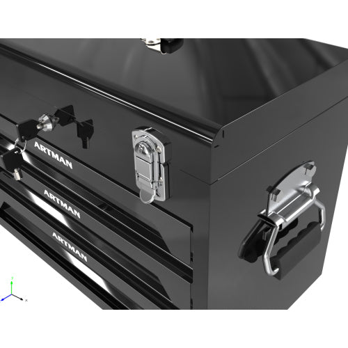 3 Drawers Tool Box na may Tool Set Black