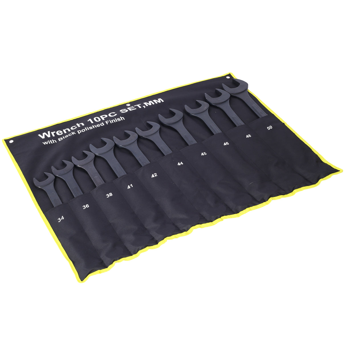 10 PCS Metric Jumbo Combination Wrench Set Extra Large Black-Oxide 34 36 38 41 42 44 45 46 48 50mm with Pouch