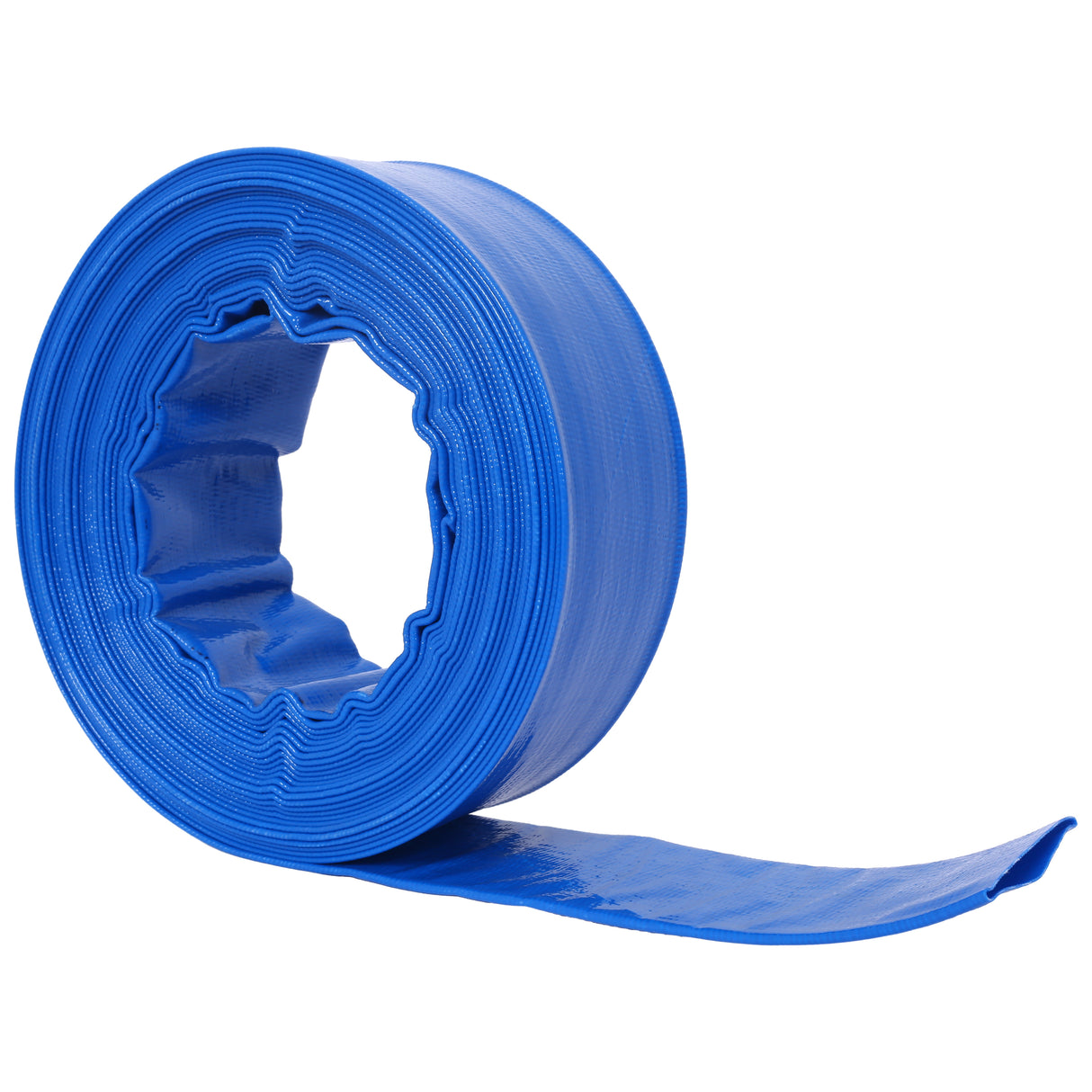 1-1/2" Flat 2.6" Width x 50 FT Pool Backwash Hose Blue Heavy Duty Reinforced PVC Lay Flat Water Discharge Hose for Swimming Pool Filter Pump with 2 Clamp