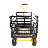 Wagon Cart Garden Trucks Transport Firewood Yellow Black Steel 600 lbs Capacity