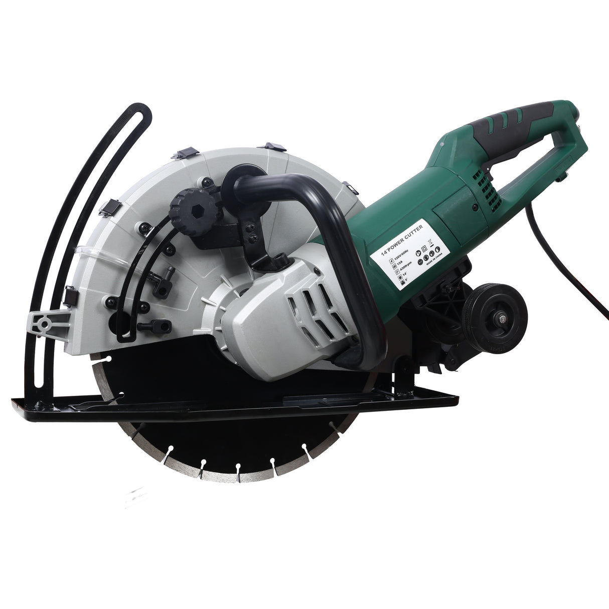 Portable 14" Wet/Dry Electric Corded Circular Concrete Saw/Power Angle Cutter 2600W w/Water Line & Guide Roller With Blade ETL Certificate