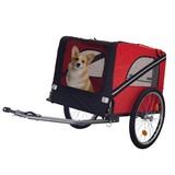 Dog Bike Trailer Breathable Mesh Dog Cart with 3 Entrances Safety Flag 8 Reflectors Folding Pet Carrier Wagon with 20 Inch Wheels Bicycle Carrier for Medium and Small Sized Dogs Red Black