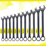 Jumbo Combination Wrench Set Extra Large SAE 1-5/16'' to 2'' Black Oxide with Pouch 11-piece