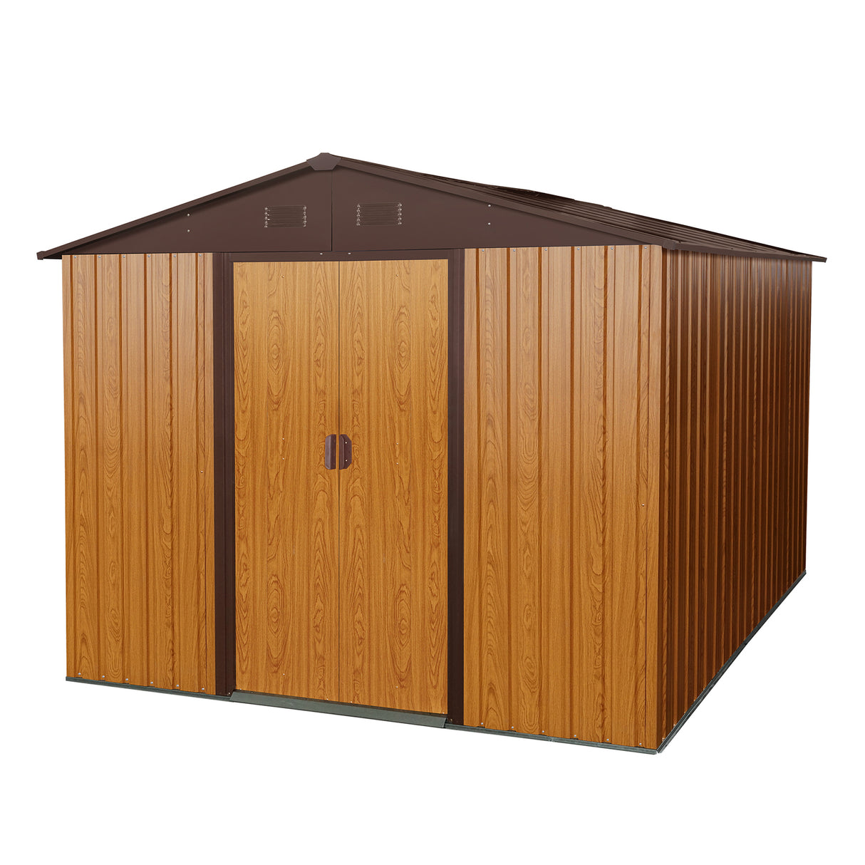 8ft x 10ft Outdoor Storage Shed na may Metal Floor Base Coffee