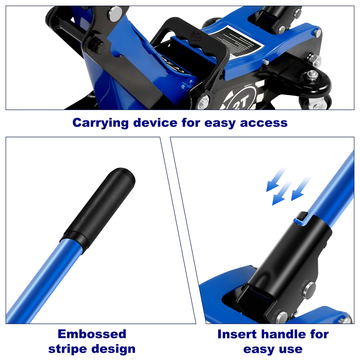 2 Ton 4400lbs Low Profile Floor Jack Hydraulic Lifting Range 85mm/3.35"-360mm/14.17"--Blue