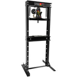 Steel H-Frame Hydraulic Garage/Shop Floor Press with Stamping Plates A Pressure Gauge 12 Ton (24,000 lb) Capacity Black