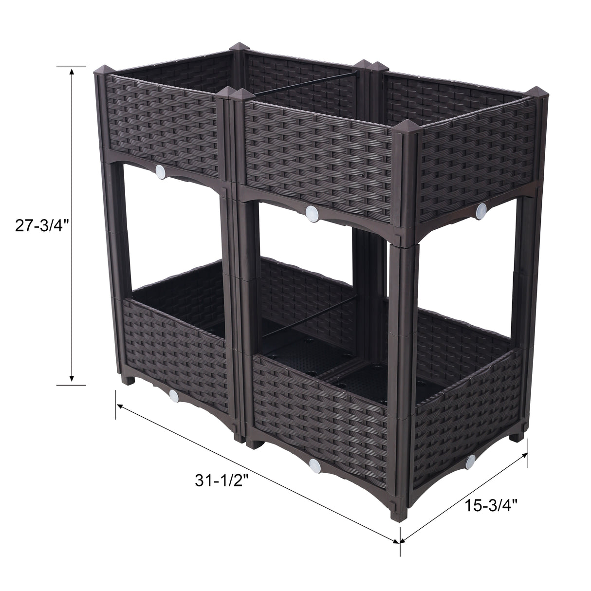 31,5" x 15,7" x 27,7" erhöhter Pflanzkasten mit Drainagestopfen, Hochbeete für Gemüse/Blumen/Kräuter im Freien, stehendes Gartenset - Braun