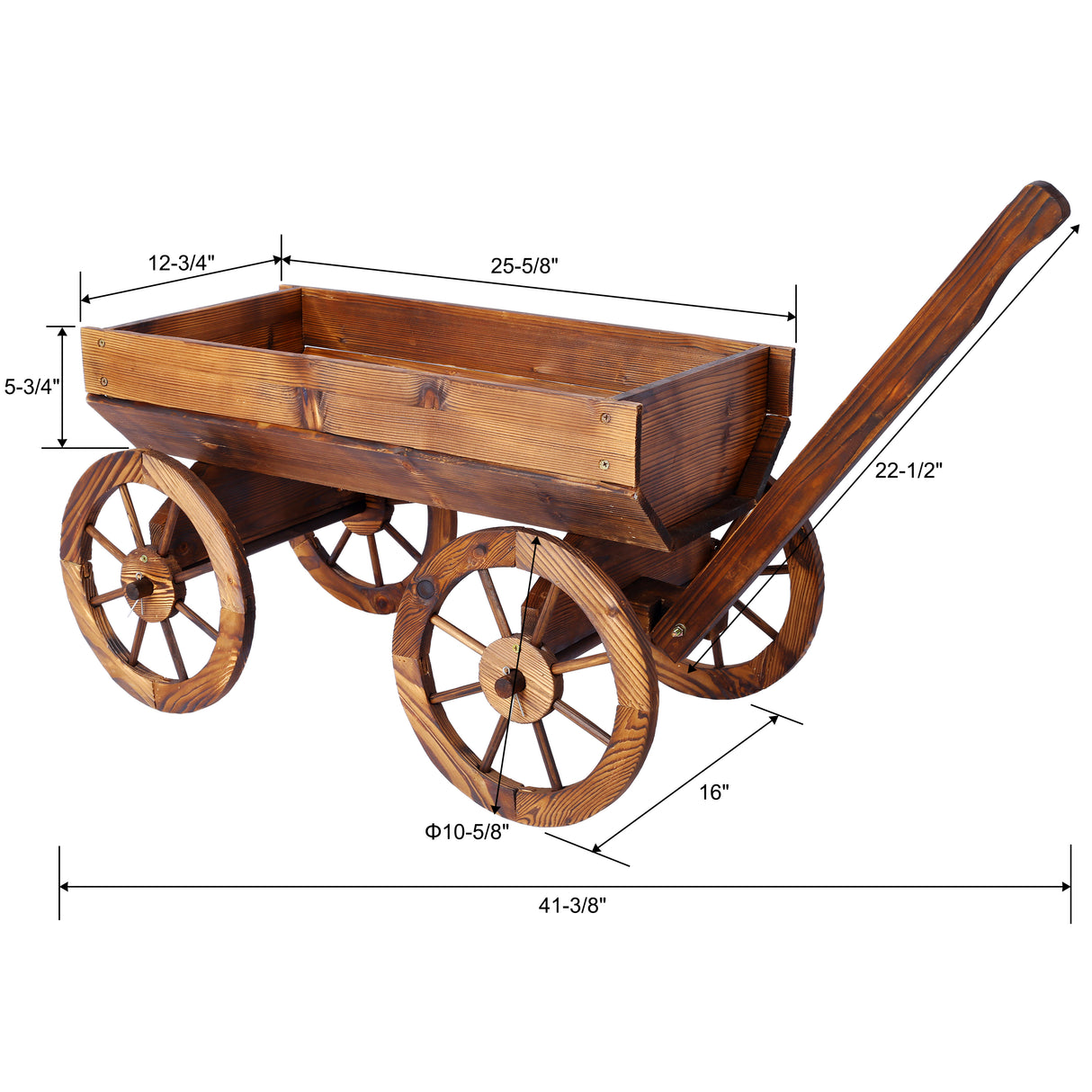 Wood Wagon Flower Planter Pot Stand W/Wheels Home Garden Outdoor Decor Brown