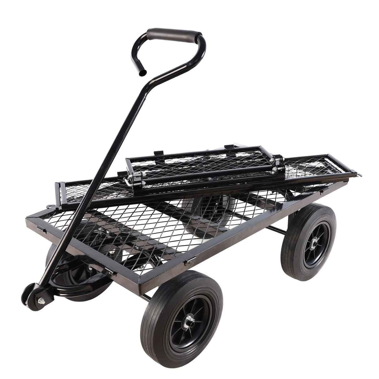 Solid Wheels Tools Wagon Cart Garden Trucks Transport Firewood Black