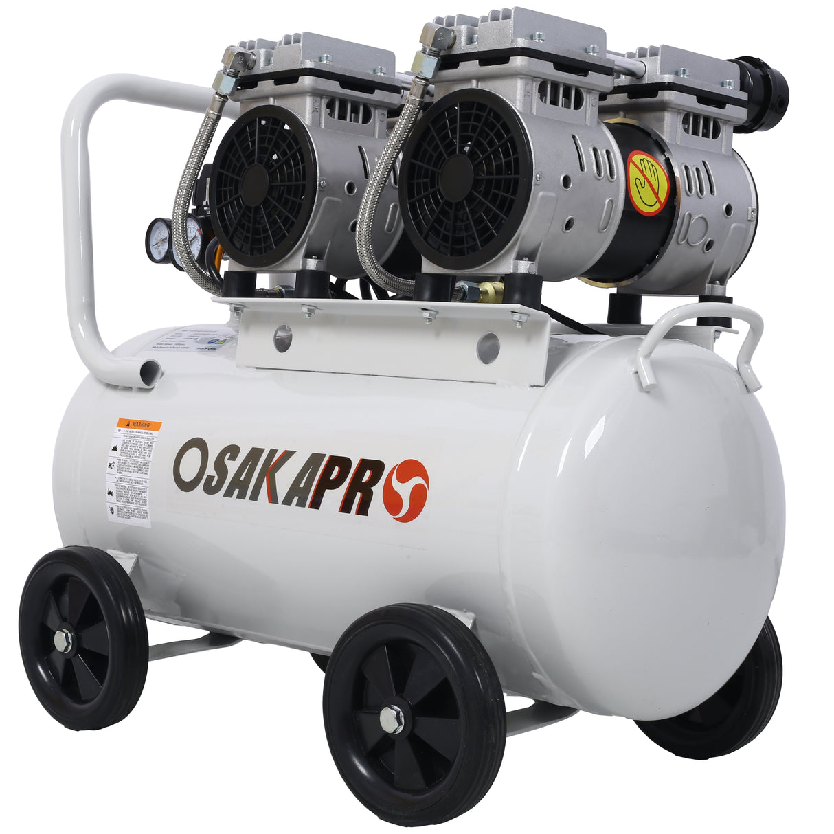 2.5 HP Silent Air Compressor 13 Gallon Oil-Free Electric Shop Portable Lightweight with Wheels 70 DBA Noise Level na may Automatic Drain Valve Light Gray