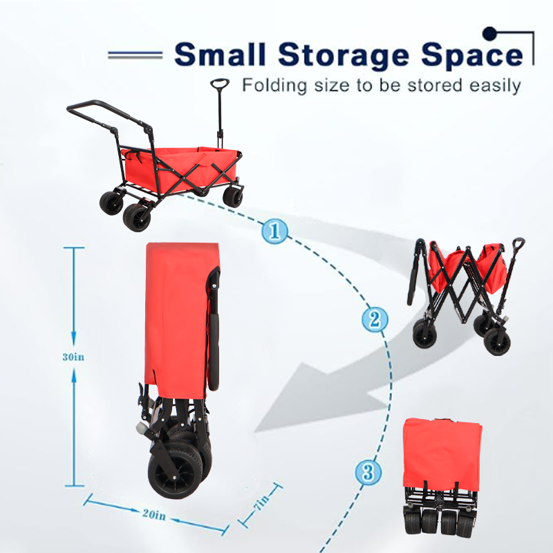 Utility Park Hagevogn Verktøy Tilpasset farge Sammenleggbar Campingvogn Utendørs piknik Strandvogn Rød 230 lbs Kapasitet
