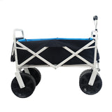 Chariot pliant de jardin, de courses, de plage, blanc, noir, bleu