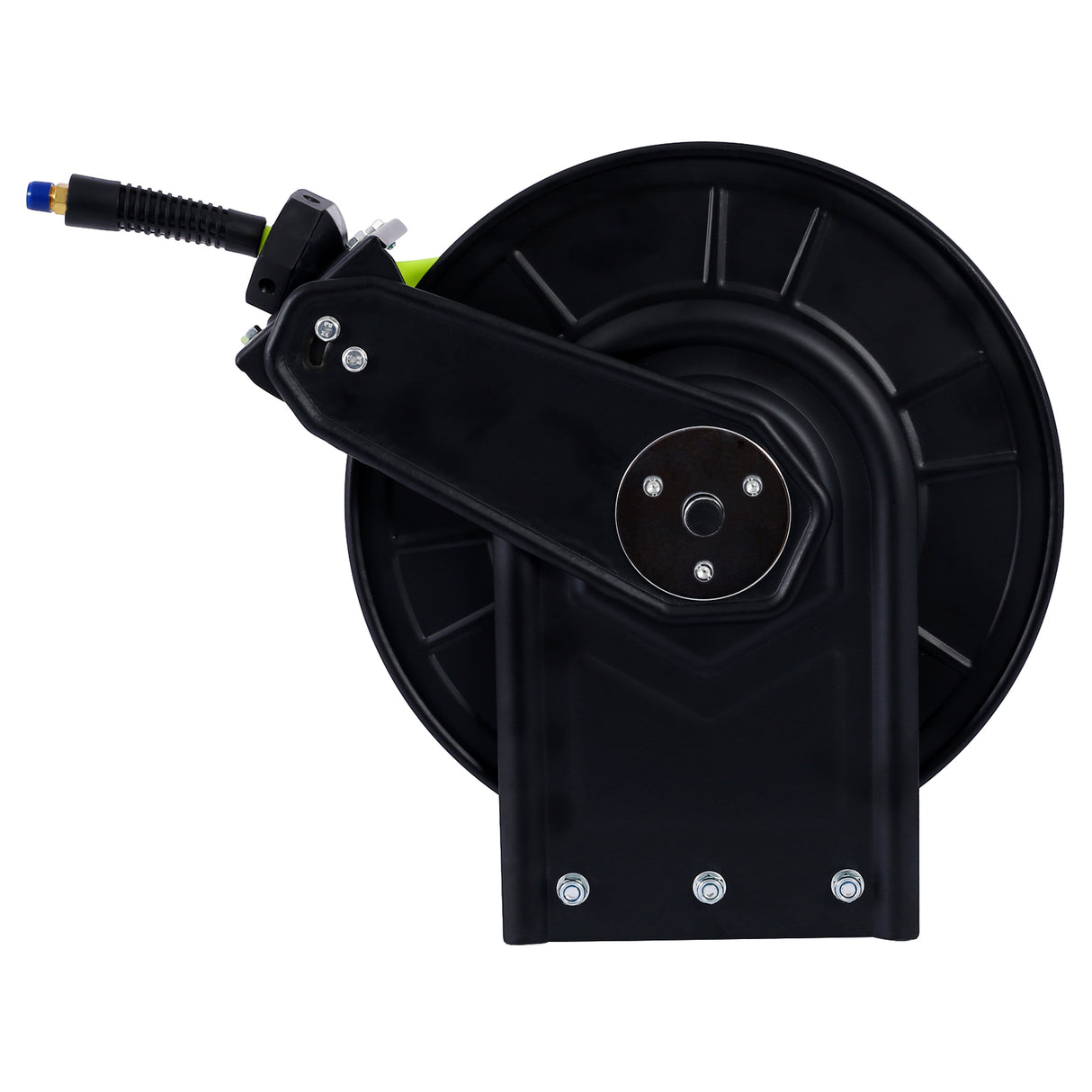 Retractable Air Hose Reel With 3/8" Inch x 50' Ft Heavy Duty Steel Auto Rewind Pneumatic Industrial Grade Rubber 300 PSI--Black