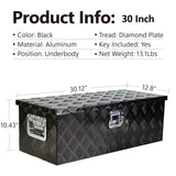 30 Inch Heavy Duty Black Aluminum 5 Bar Tread Tool Long Box Truck Pickup Trailer Underbody Storage Lock Keys (30.1"×12.8"×10.4")