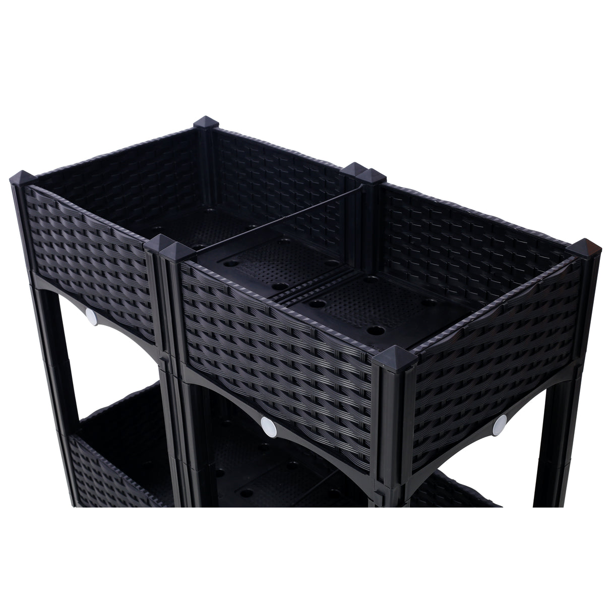 31.5"x15.7"x27.7" Elevated Planter Garden Box with Drainage Plug Raised Beds for Vegetable/Flower/Herb Outdoor Standing Gardening Kit--Black