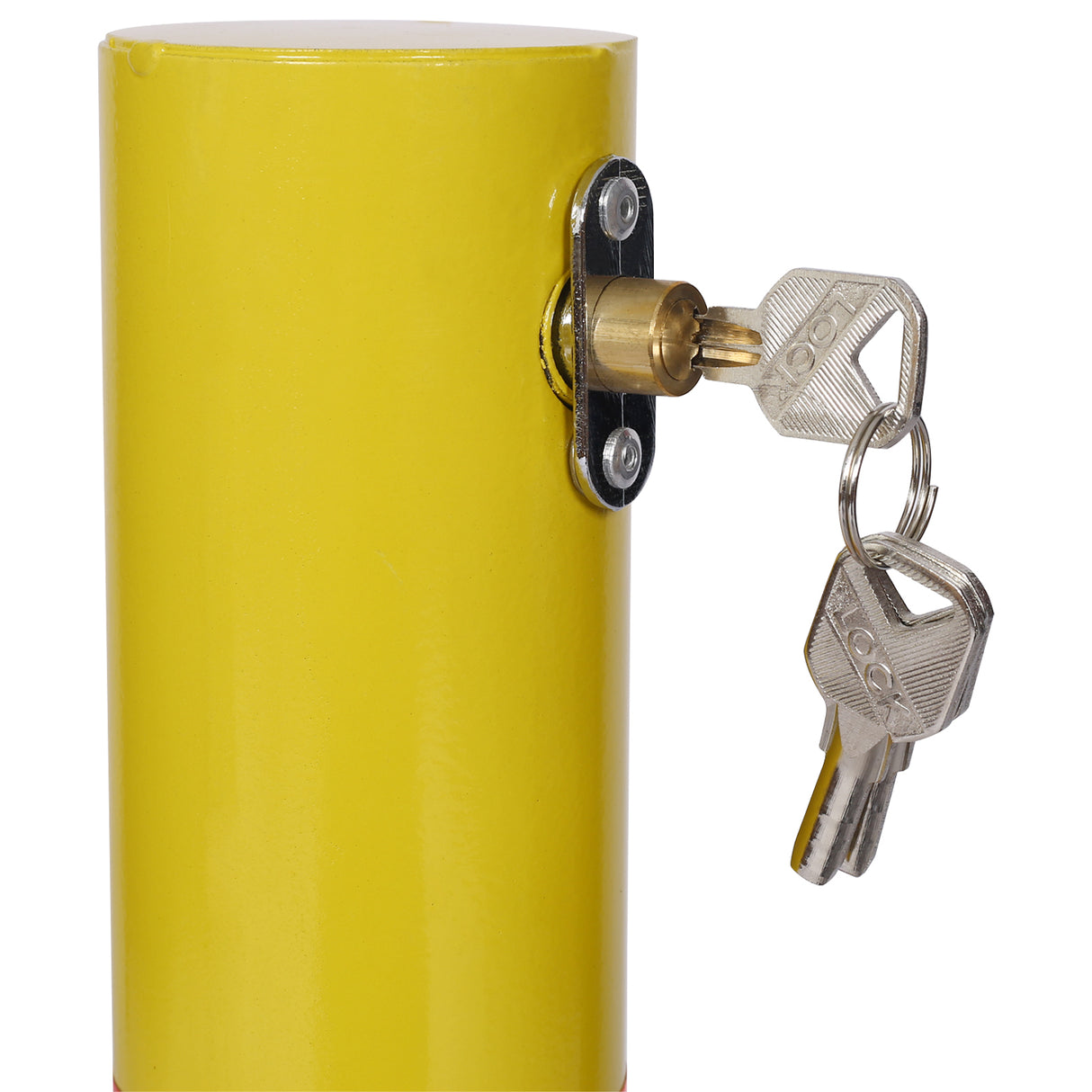 Parking Bollard Pole Barrier with Lock Car Protection Posts Home Garage Street Decor Round--Yellow