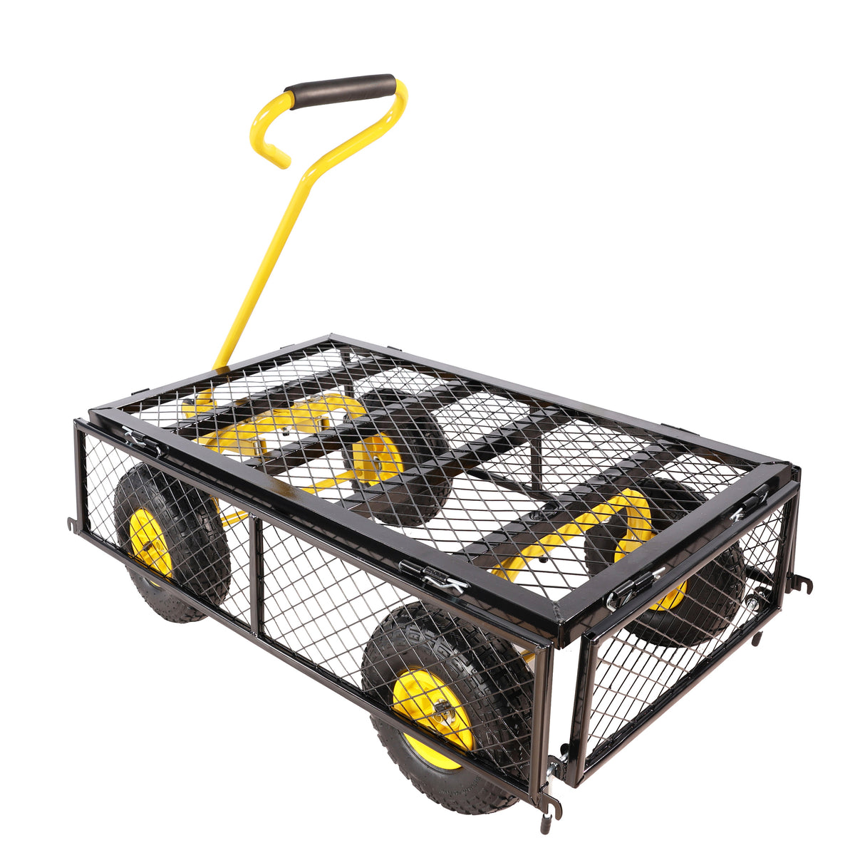 Wagon Cart Garden Trucks Transport Firewood Yellow Black Steel 600 lbs Capacity