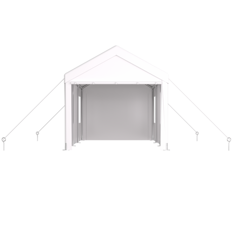 12' x 20' Carport Portable Garage Heavy Duty Canopy with 2 Roll-up Doors & 4 Ventilated Windows for Car Truck Boat Garden Tools--White