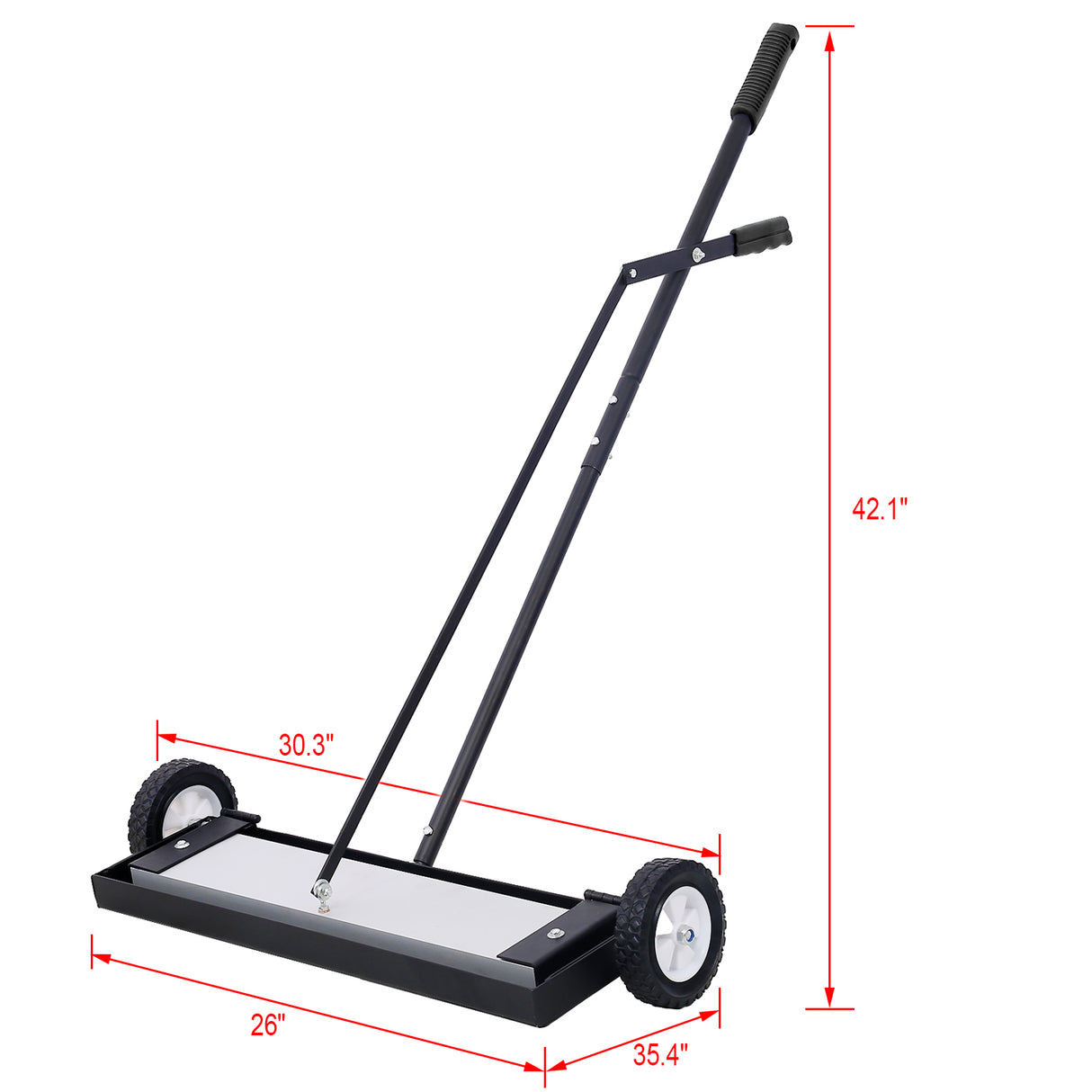 24'' Rolling Magnetic Pick-Up Sweeper Heavy Duty Push-Type with Release 100 Lbs Capacity