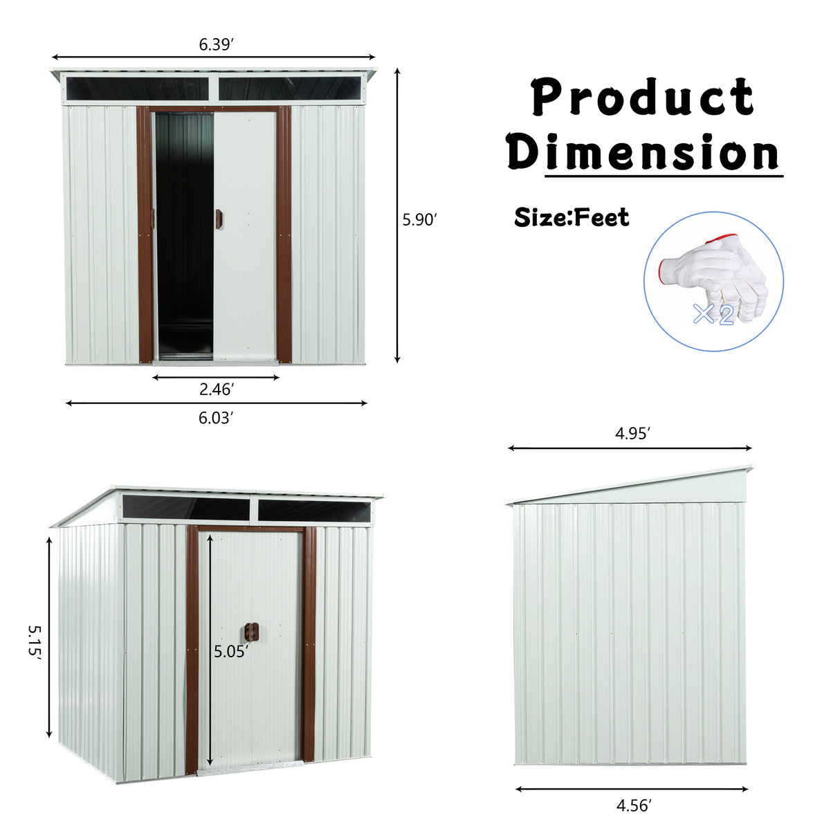 Hangar de rangement extérieur en métal, 6 pi x 5 pi, blanc