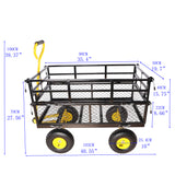 Kariton Cart Mga Trak sa Hardin Transportasyong Panggatong Dilaw na Itim na Bakal na 600 lbs na Kapasidad