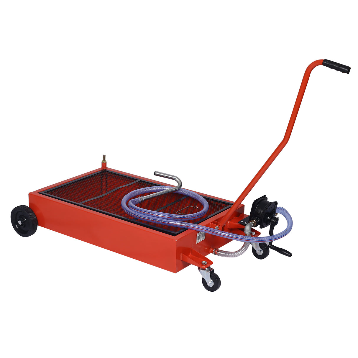 17-Gallon Low-Profile Oil Drain Pan with Pump- Red