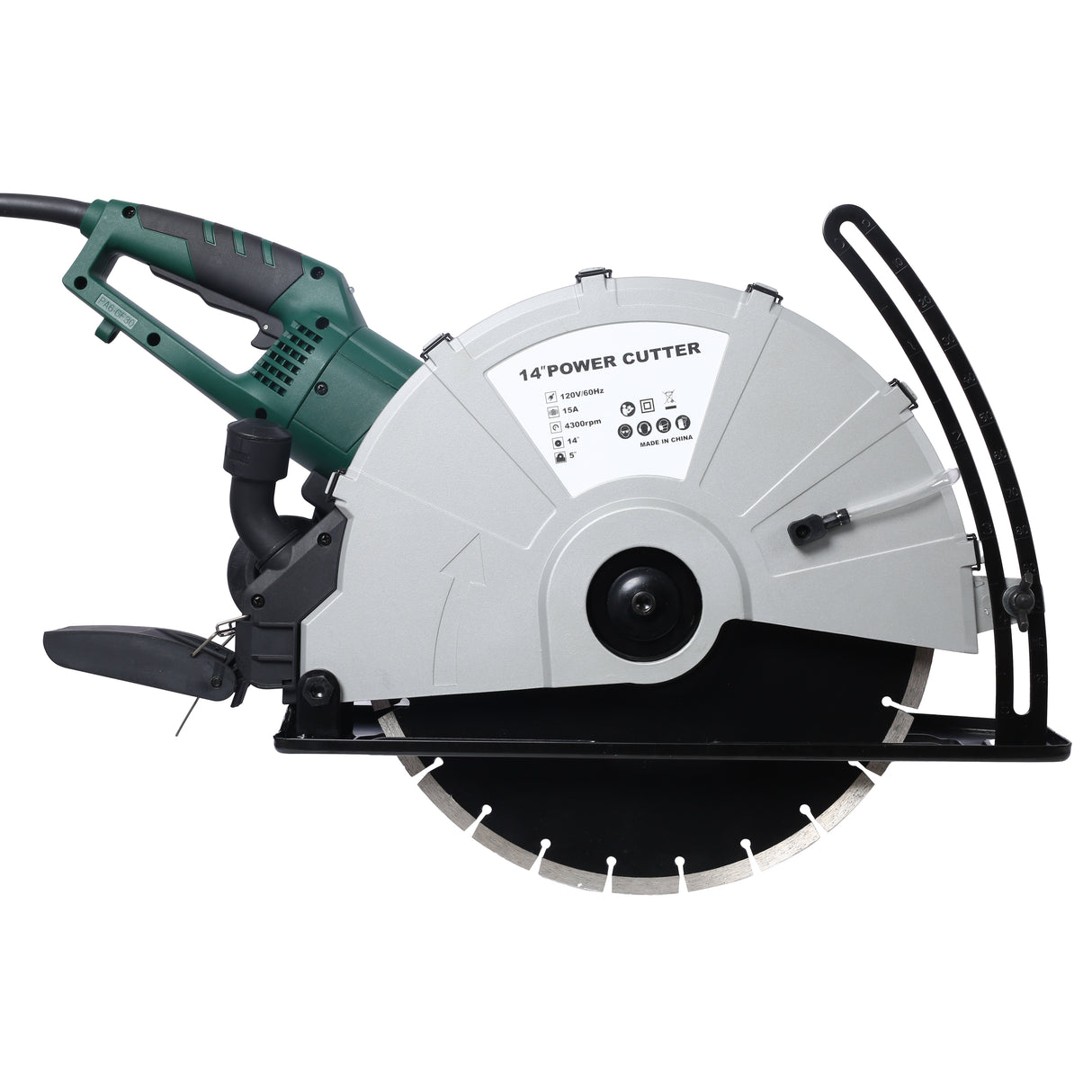 Portable 14" Wet/Dry Electric Corded Circular Concrete Saw/Power Angle Cutter 2600W w/Water Line & Guide Roller With Blade ETL Certificate