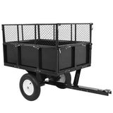 Remorque de tondeuse à gazon robuste, camion à benne basculante en acier, charge de 661,4 lb, utilitaire de jardin avec parois latérales amovibles pour le transport de tourbe de sol, matériaux de construction en acier