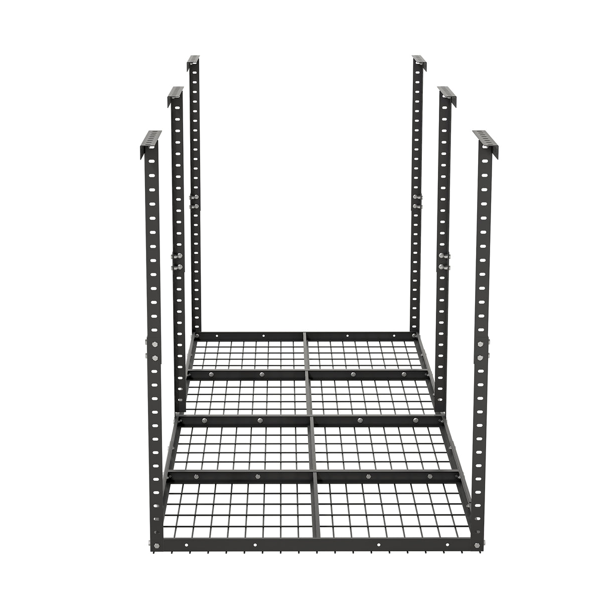 3x8フィート オーバーヘッドガレージ収納ラック 調整可能な整理システム 高耐久金属天井 耐荷重660ポンド ブラック